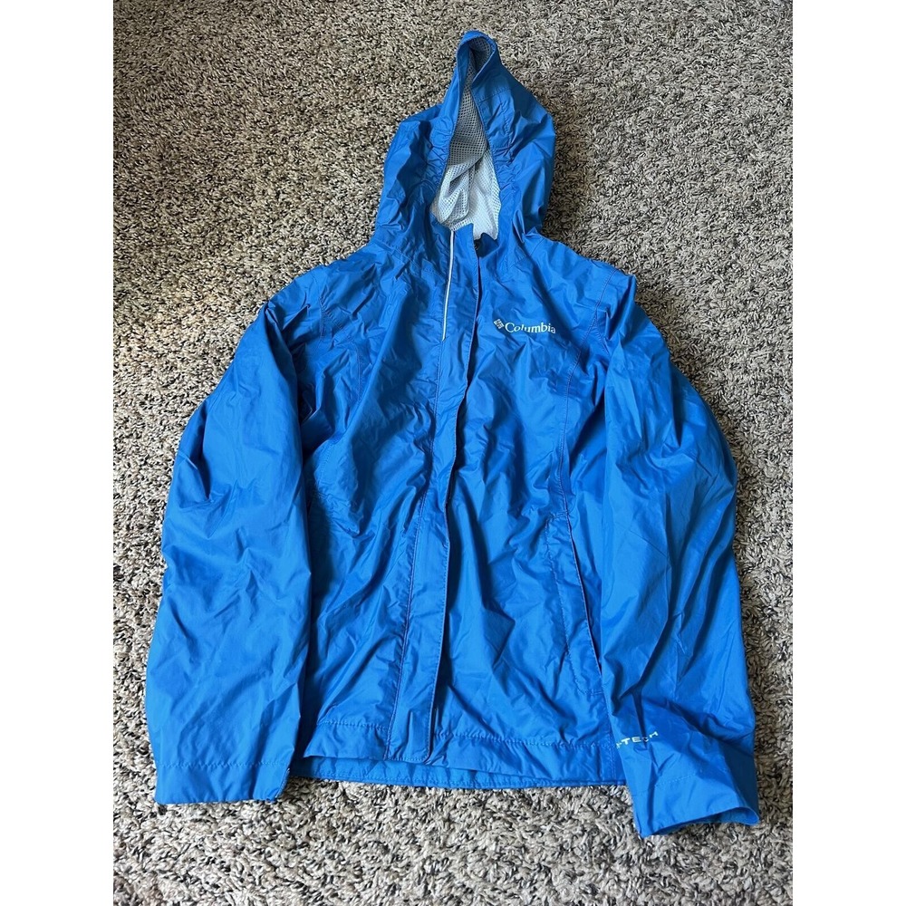 Columbia Blue windbreaker Hooded Jacket kids (youth) size‎ Small
